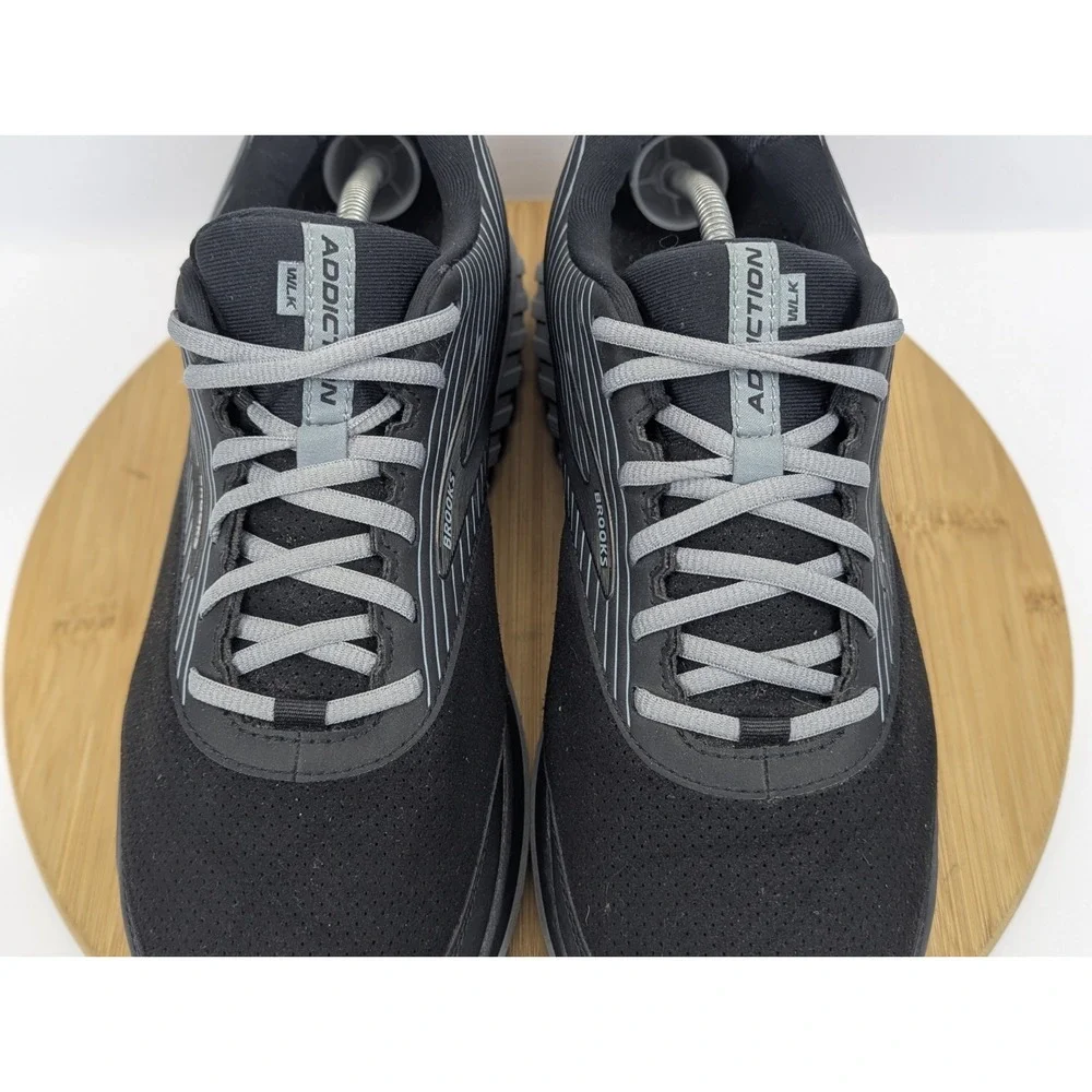 Brooks Mens 12.5 2E Wide Shoes Addiction Walker Black Suede Gray Walking Sneaker
